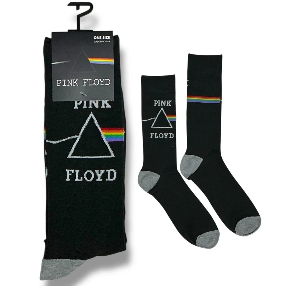 Pink Floyd Crew Socks Novelty Mid Calf Casual Dress Black Unisex Adult One Size